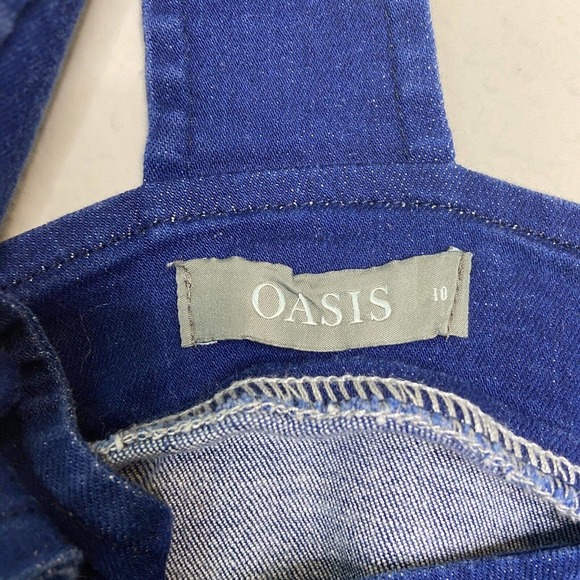Oasis Denim Overall Pocketed Dress Sz 10 - Picture 10 of 10